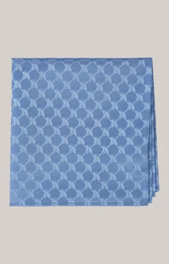 Cornflower Seiden-Einstecktuch in Hellblau gemustert