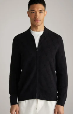 Cornflower-Strickjacke Raveno in Schwarz gemustert