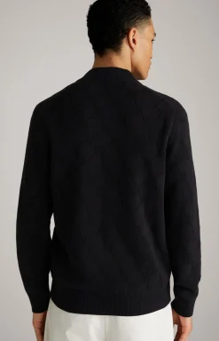 Cornflower-Strickjacke Raveno in Schwarz gemustert