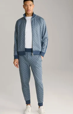 Cornflower-Sweatjacke Tayfun in Blau gemustert