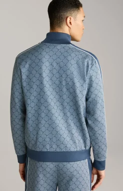 Cornflower-Sweatjacke Tayfun in Blau gemustert