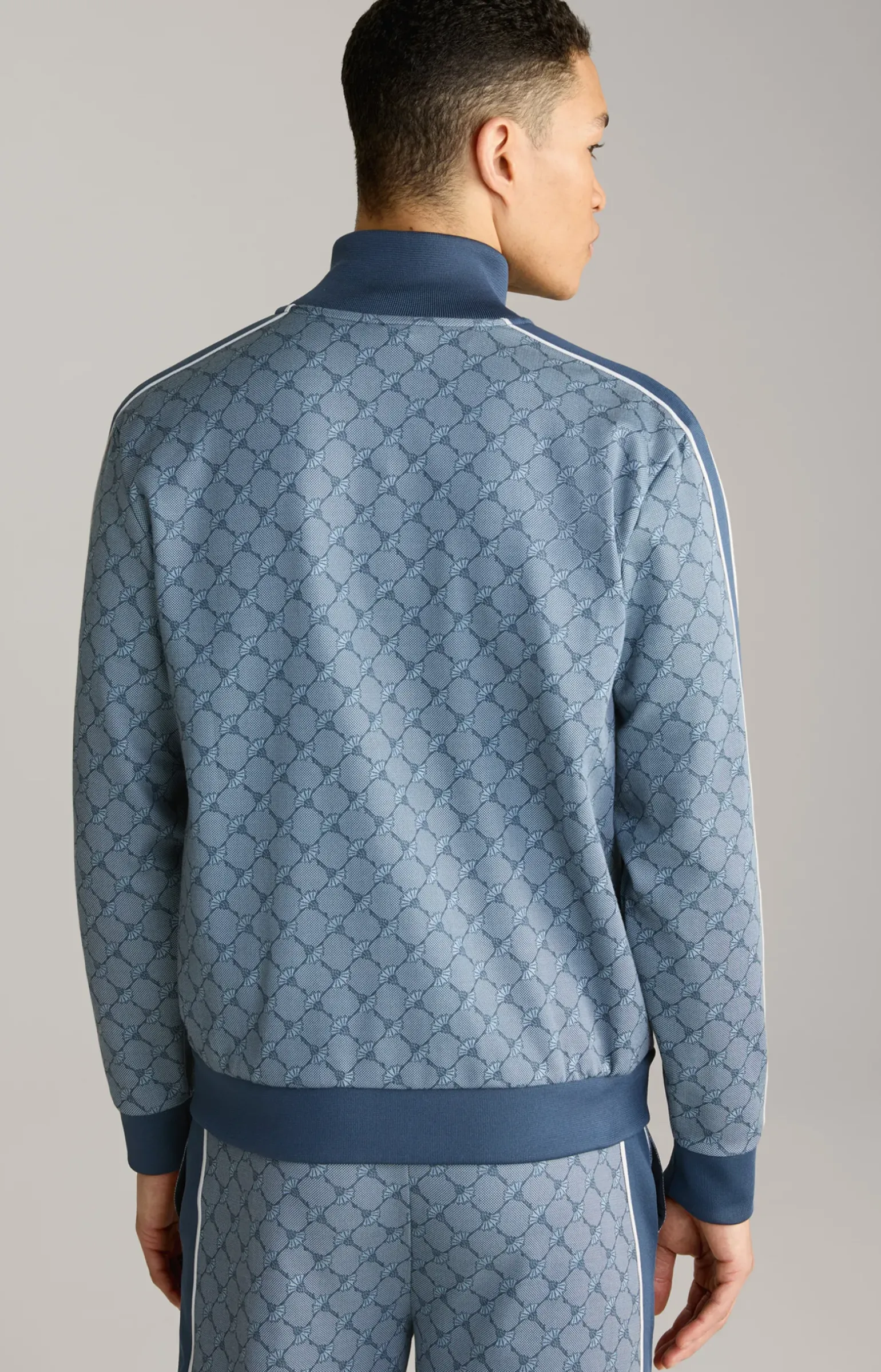 Cornflower-Sweatjacke Tayfun in Blau gemustert