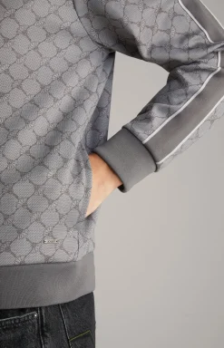 Cornflower-Sweatjacke Tayfun in Grau gemustert