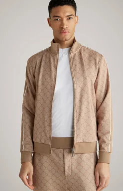 Cornflower-Sweatjacke Tayfun in Beige gemustert