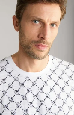 Cornflower-T-Shirt Tyron in Weiß gemustert