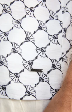 Cornflower-T-Shirt Tyron in Weiß gemustert