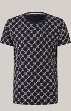Cornflower-T-Shirt Tyron in Navy gemustert
