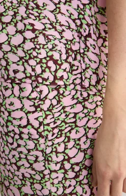 Crêpe-Bluse in Rot/Rosa/Grün