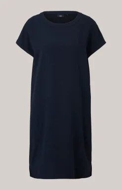 Crêpe-Kleid in Navy