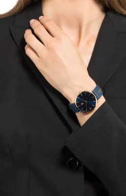 Damenuhr in Blau/Gold