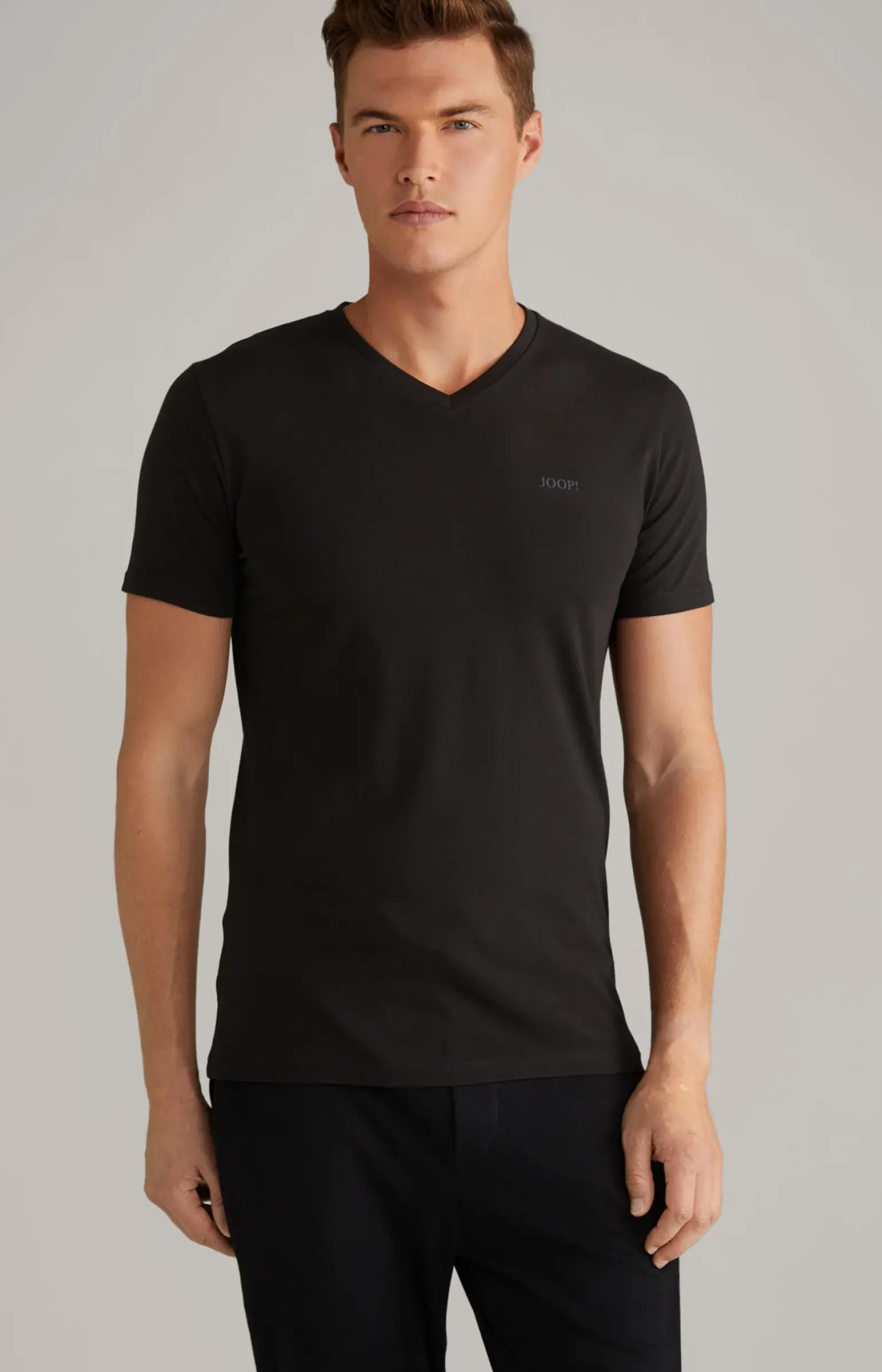 2er-Pack Feiner Stretch T-Shirts in Schwarz