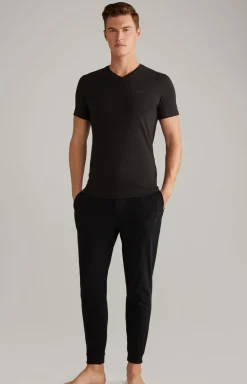 2er-Pack Feiner Stretch T-Shirts in Schwarz