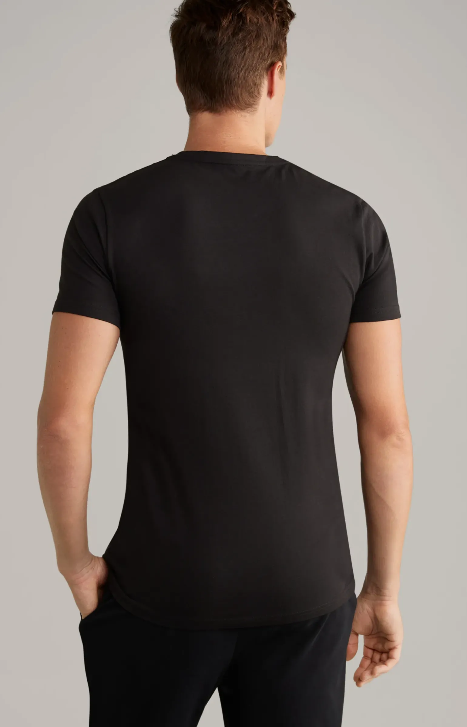2er-Pack Feiner Stretch T-Shirts in Schwarz