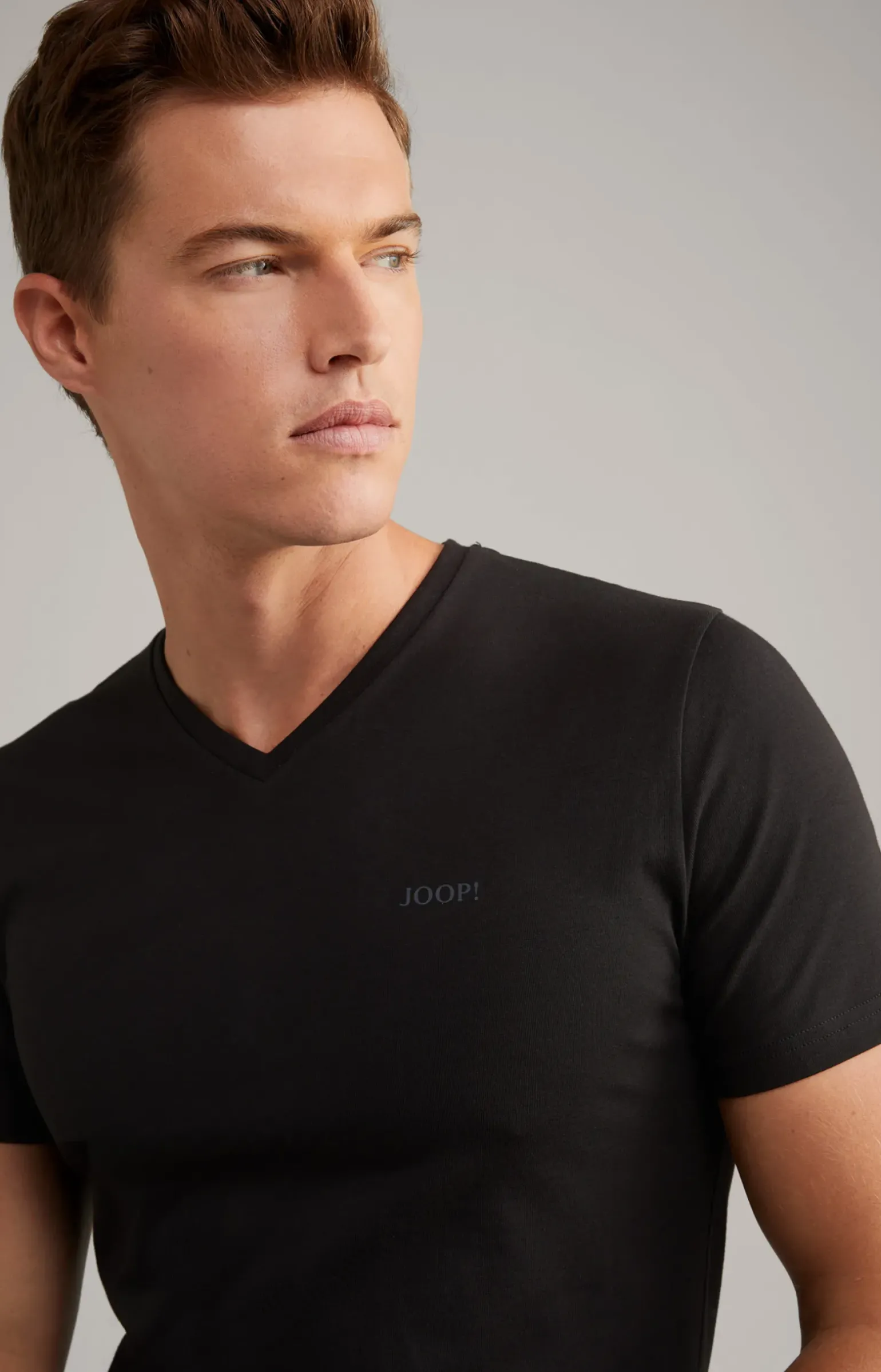2er-Pack Feiner Stretch T-Shirts in Schwarz