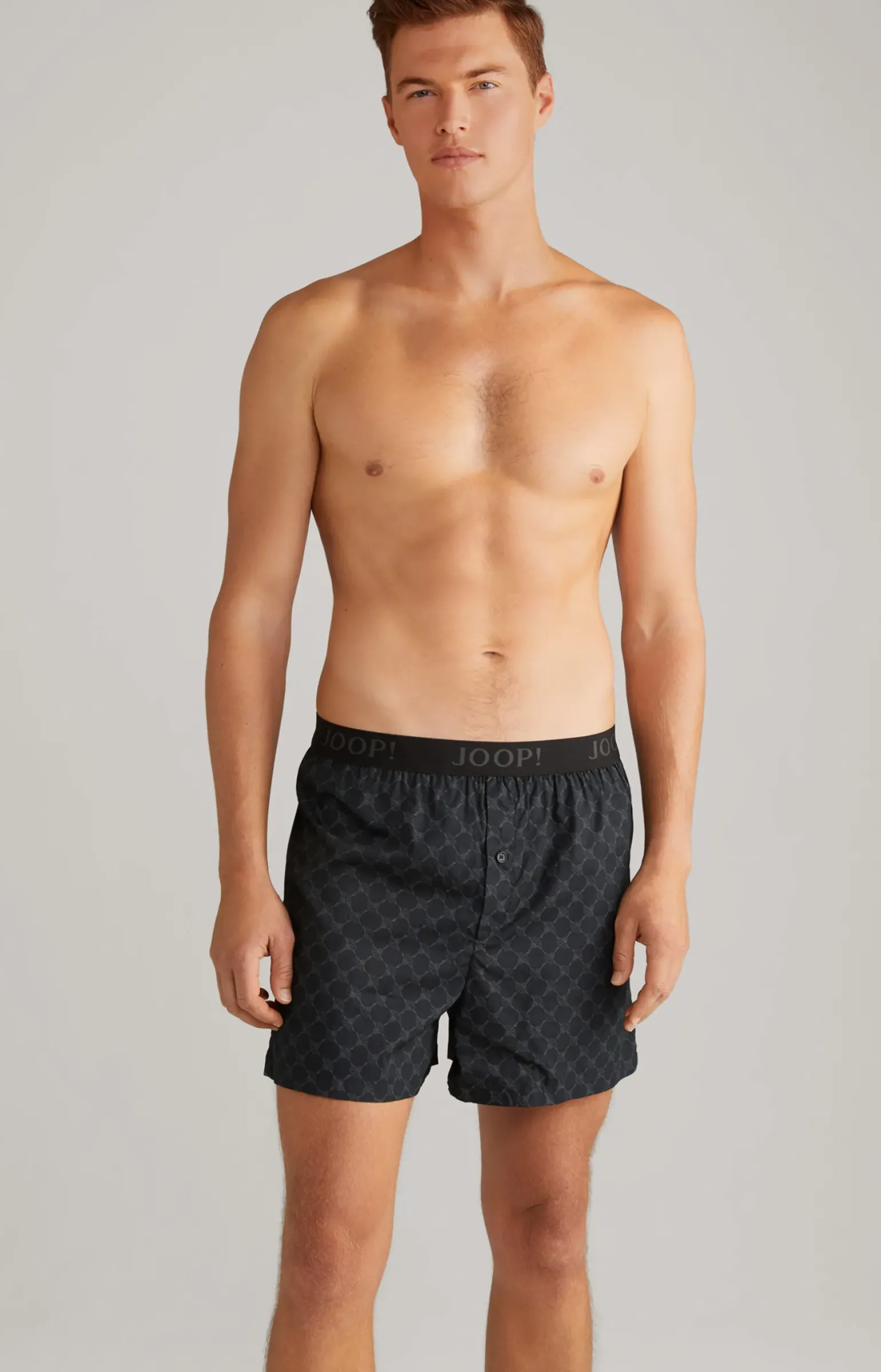 3er-Pack Fine Cotton Boxer in Hellgrau/Schwarz/Dunkelblau