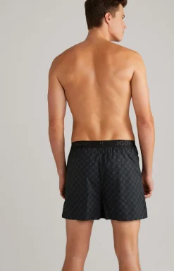 3er-Pack Fine Cotton Boxer in Hellgrau/Schwarz/Dunkelblau