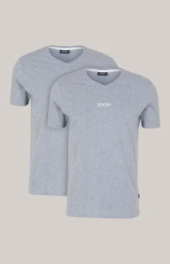 2er-Pack Fine Cotton T-Shirts in Grau meliert