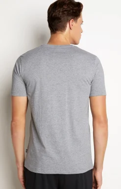 2er-Pack Fine Cotton T-Shirts in Grau meliert