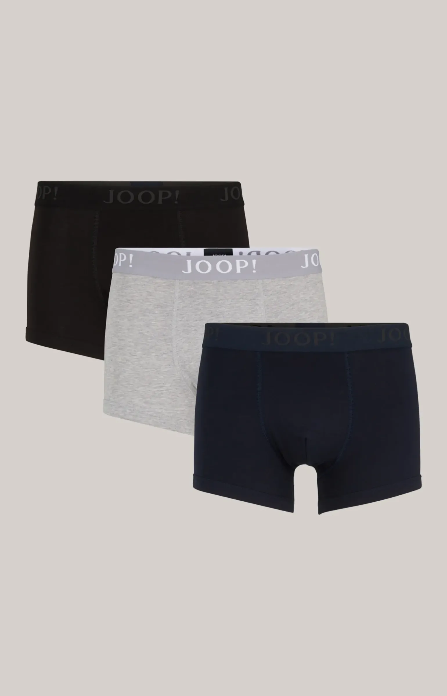 3er-Pack Fine Cotton-Stretch Boxer in Schwarz/Navy/Grau meliert