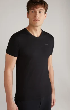 2er-Pack Modal-Baumwoll-Stretch T-Shirts in Schwarz
