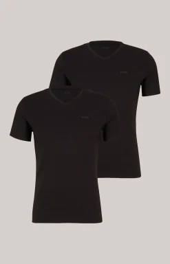 2er-Pack Modal-Baumwoll-Stretch T-Shirts in Schwarz