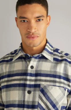 Flanell-Hemd Harvi in Navy/Beige kariert