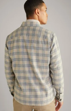 Flanell-Hemd Kalan in Grau/Beige gemustert