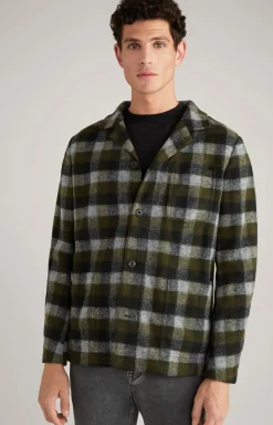 Flanell-Overshirt Haiko in Grün/Grau kariert