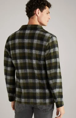 Flanell-Overshirt Haiko in Grün/Grau kariert