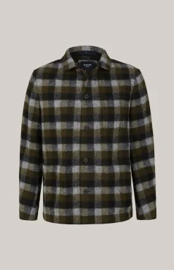Flanell-Overshirt Haiko in Grün/Grau kariert