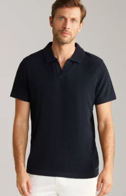 Frottee-Polohemd Piero in Navy strukturiert