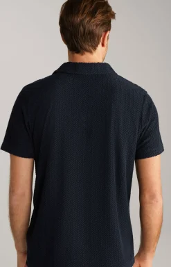 Frottee-Polohemd Piero in Navy strukturiert