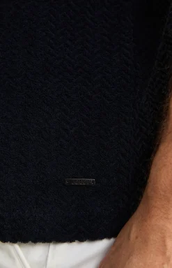 Frottee-Polohemd Piero in Navy strukturiert