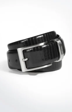 Gürtel mit Reptil-Prägung in Schwarz