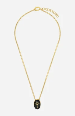 Halskette mit Enamel Black in Gold/Schwarz