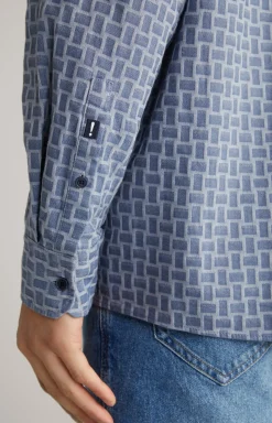 Hemd Hale in Blau gemustert