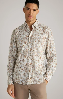 Hemd Hanson in Braun/Ecru gemustert