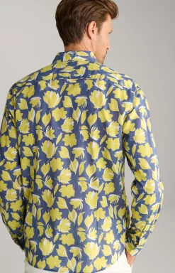 Hemd Hanson in Dunkelblau/Gelb gemustert