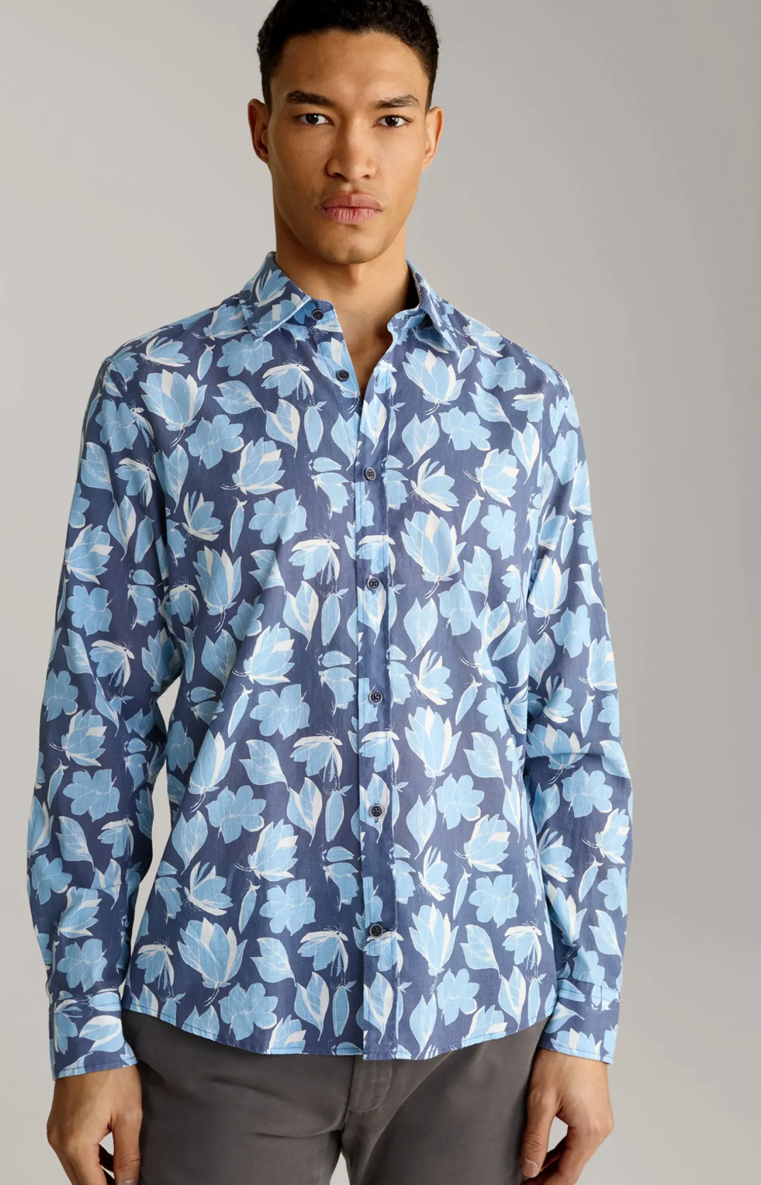 Hemd Hanson in Dunkelblau/Hellblau gemustert