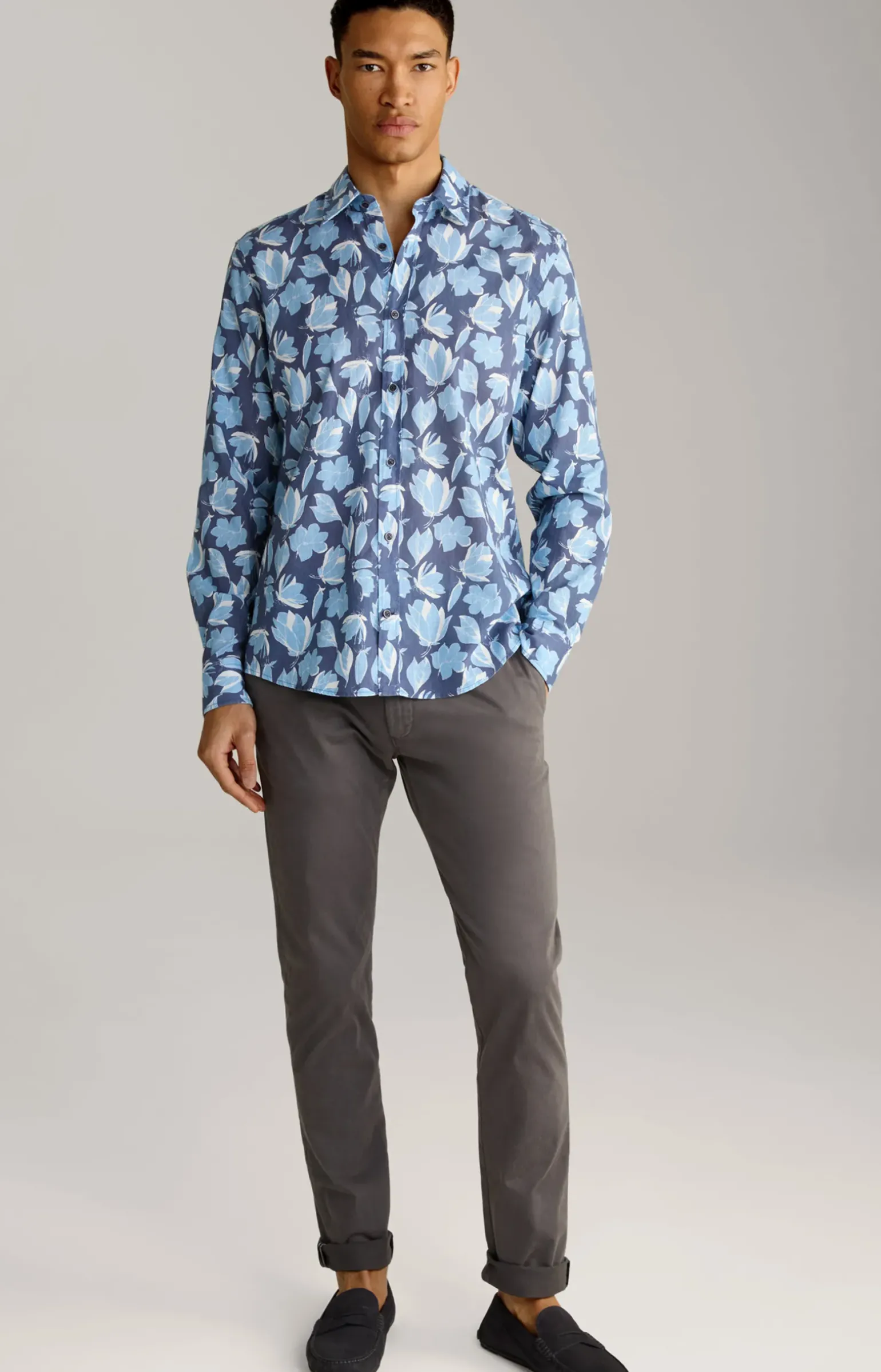 Hemd Hanson in Dunkelblau/Hellblau gemustert