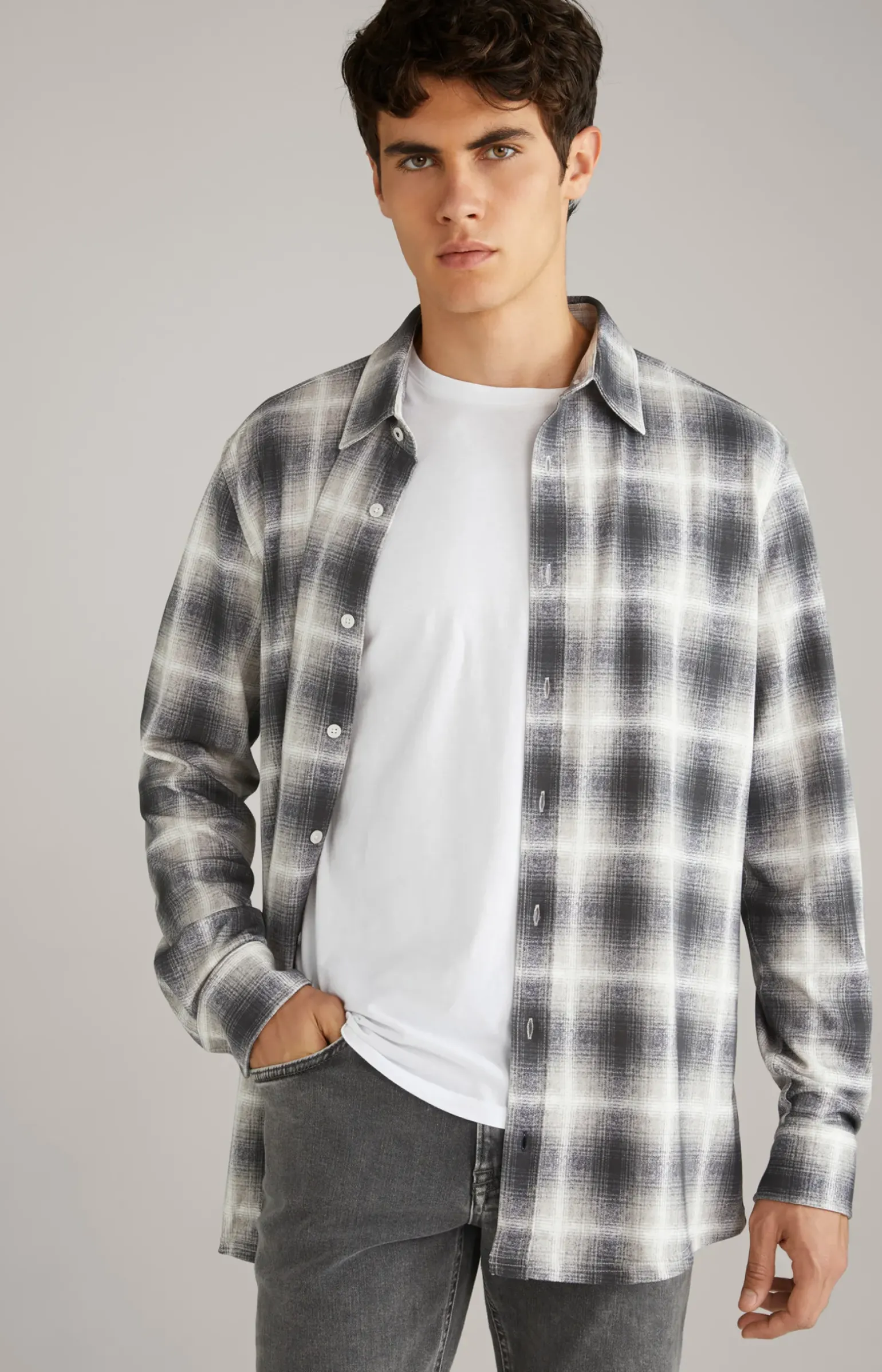 Hemd Hanson in Grau gemustert