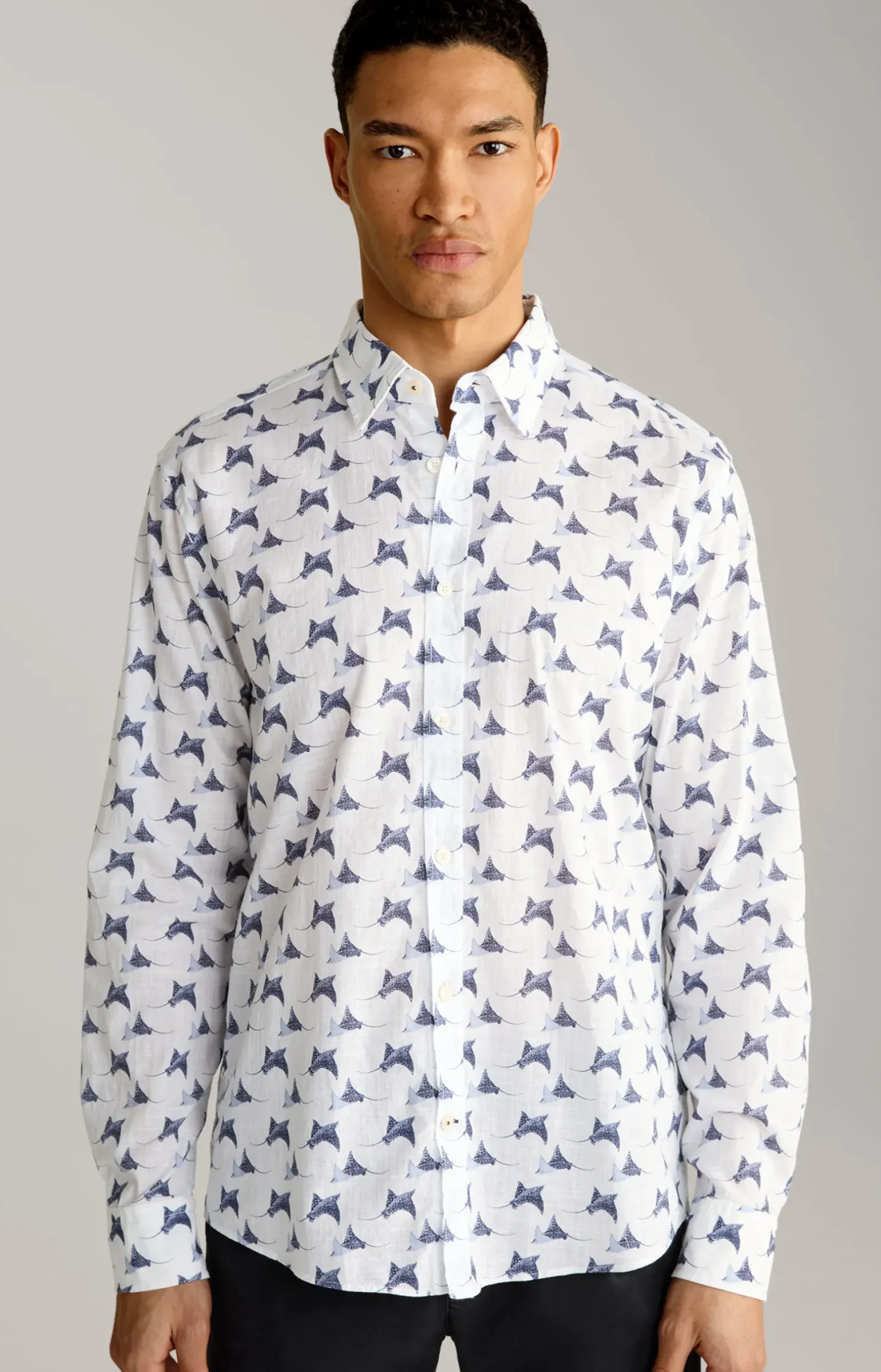 Hemd Hanson in Weiß gemustert