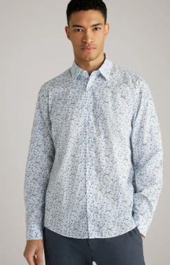 Hemd Hanson in Weiß/Blau gemustert