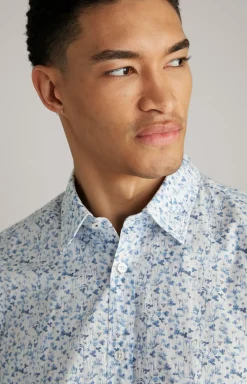 Hemd Hanson in Weiß/Blau gemustert