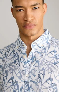 Hemd Heli in Weiß-Blau gemustert