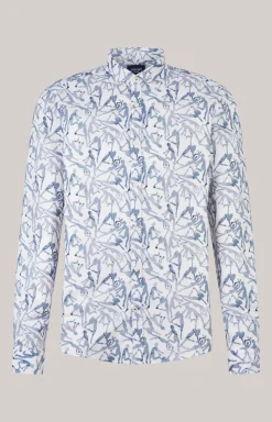 Hemd Heli in Weiß-Blau gemustert