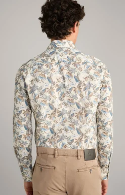 Hemd Pai in Hellbeige/Blau gemustert