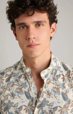 Hemd Pai in Hellbeige/Blau gemustert