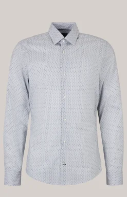 Hemd Pit in Weiß/Dunkelblau gemustert