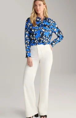 Hemdbluse in Navy/Marineblau/Weiß